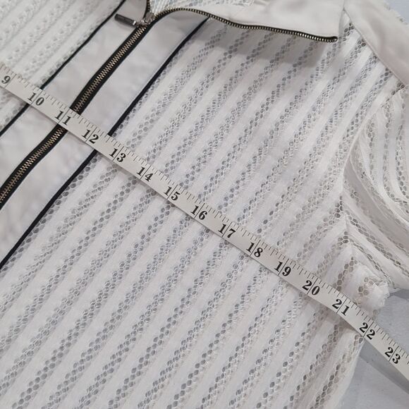 Ming Wang Jacket Womens Medium White Perforated Mesh Jacket - Picture 9 of 10